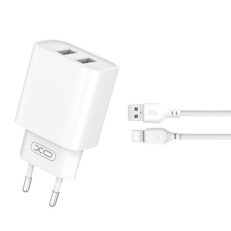 CARGADOR DE PARED USB-C 2X USB 2.1A - BLANCO