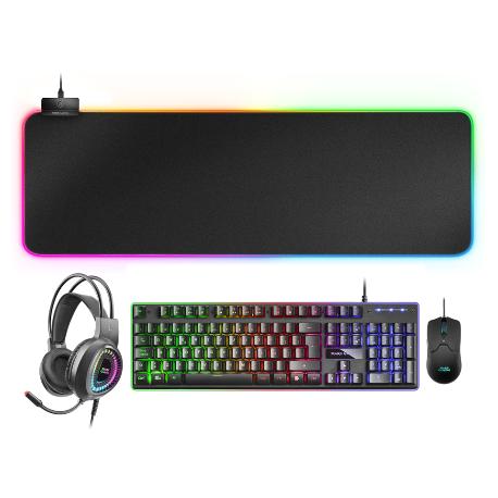 PACK GAMING DE TECLADO, RATÓN 10000 DPI, HEADSET Y ALFOMBRILLA RGB MARS GAMING MCPEX