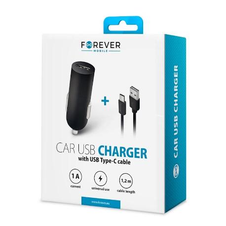 CARGADOR DE COCHE FOREVER M02 PARA SMARTPHONE ,TABLET, MOVIL - USB-C / 1A