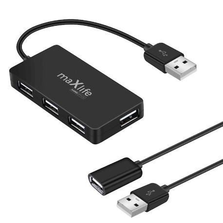 MAXLIFE HOME OFFICE USB 2.0 HUB USB - 4X USB 0,15 M NEGRO + CABLE 1,5 M